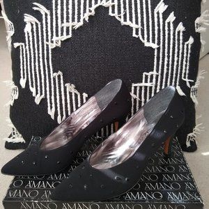 Amano USA by Hand Black Studded Heels, Size 7.5